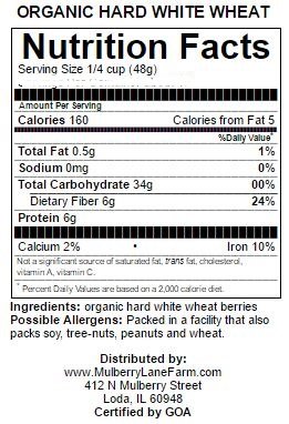 Hard White Wheat Berries 5 Pounds Kernels Montana Golden 86 USDA Certified Organic Non-GMO, Bulk, Product of USA