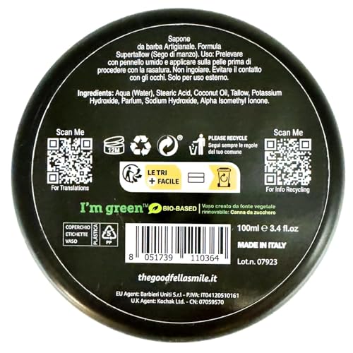 Goodfellas' Smile Inferno Tallow Shaving Soap, Made in Italy