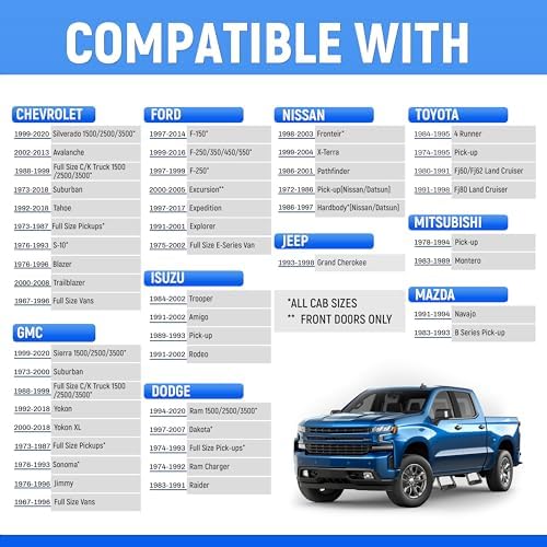 Kojem 2Pcs Silvery Aluminum Side Step Compatible with Chevy Chevrolet GMC Ford Isuzu Mitsubishi Dodge Jeep Nissan Toyota Mazda Side Hoop Step Polishing
