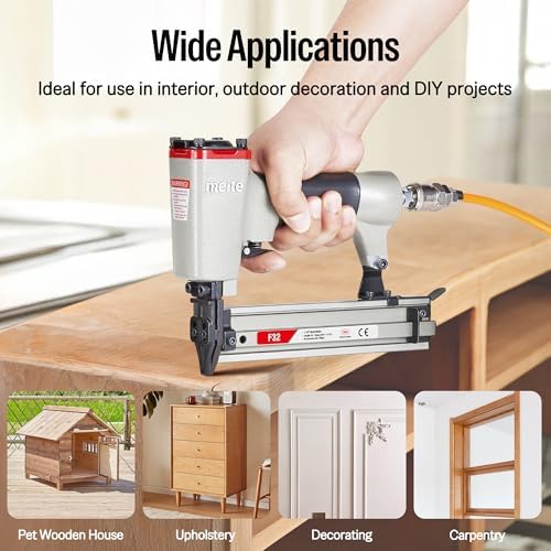 meite F32 Brad Nailer 18 Gauge 3/8" to 1-1/4" Pneumatic Tool for Woodworking Projects