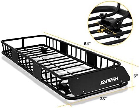 AVENN Skinny Rooftop Cargo Carrier Basket, Heavy Duty Weather Resistant Top Mount Roof Rack, Luggage & Camping Gear Storage for Car
