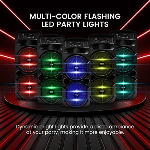 Pyle Wireless Active PA Speaker System - 1000W Portable High Powered Bluetooth Compatible Outdoor Sound Speaker w/ USB SD MP3 FM Radio AUX RCA LED DJ Lights - 35mm Stand Mount, Remote