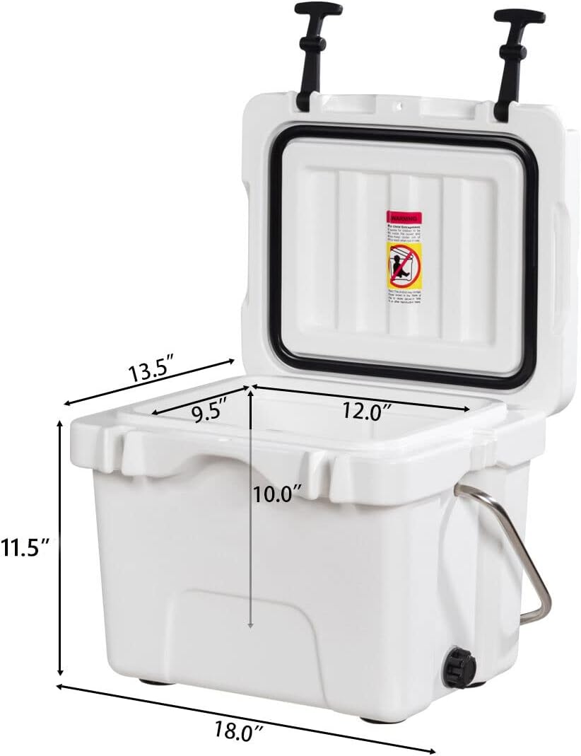Goplus 16 Quart Cooler, 24-Can Capacity Ice Chest with 2 Cup Holders, 3-5 Days Ice Retention, Portable Insulated Ice Box for Camping
