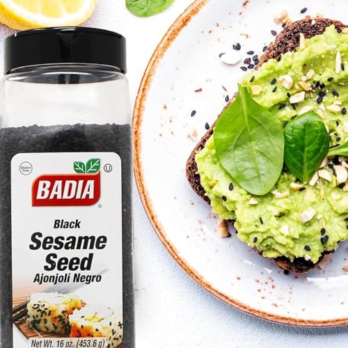 Badia Black Sesame Seed, 16 oz – Whole Black Sesame Seeds for Cooking, Baking & Garnishing – Rich, Nutty & Crunchy Flavor