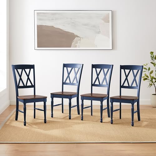 Crosley Furniture Shelby Traditional Wood X-Back Dining Room Chairs Set of 2, Kitchen Chair, Distressed White