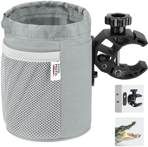 KEMIMOTO Motorcycle Cup Holder, Oxford Fabric Motorcycle Drink Holder with 0.6"-1.5" Alligator Clamp, Universal Water Bottle Cup Accessories for Bike