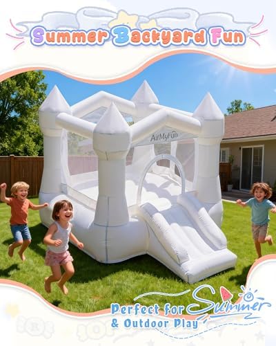 AirMyFun Pink Inflatable Toddler Bounce House with Blower, Indoor/Outdoor Jumping Castle for Kids 3-8, Inflatable Bouncy House with Slide, 82011B