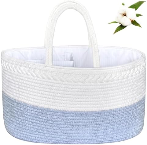 ABenkle Diaper Caddy Organizer - Cotton Rope Nursery Storage Basket for Baby Essentials, Boys & Girls Shower Gift, Changing Table Organizer