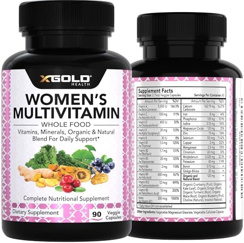 Vegan Women's Daily Multivitamin 50 Plus with Organic WholeFood Based Natural Ingredients, Ginger, Maca
