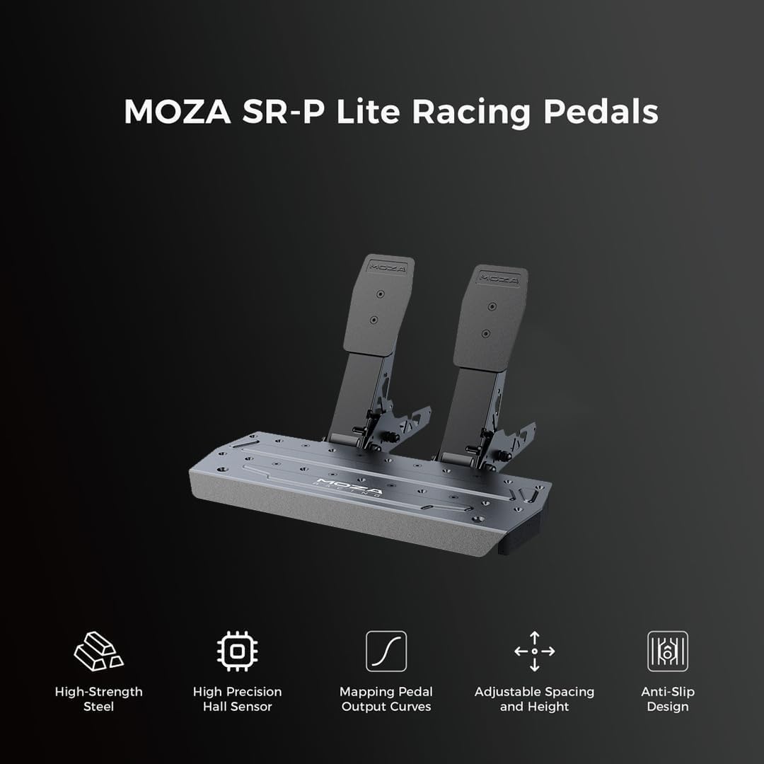 MOZA R5 All-in-One PC Gaming Racing Simulator 3PCS Bundle: 5.5Nm Direct Drive Wheel Base, 11-inch Racing Wheel, Anti-Slip Pedals and a Desk Clamp