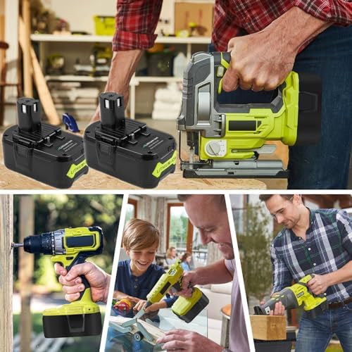 ARyee 18V Battery 6.0Ah 2-Pack, Replacement for Ryobi P107 P108 P109 Cordless Tools, Lithium-Ion Battery for Ryobi One+ 18V Power Tools