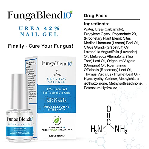 FungaBlend 10 - Urea 42% Nail Gel to Cure Fungus Faster - Delivers Antifungal Medication Directly to Fungus - Quick Results Topical Solution for Toe