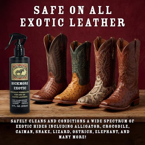 Bickmore Exotic Leather Cleaner & Conditioner for Exotic Skins and Leathers | One step preserves material and natural sheen on alligator, ostrich, lizard and stingray hides.