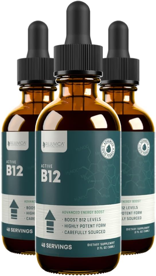 Rejuvica Health Essential B-12 Liquid B12, Supports Energy and a Healthy Nervous System - Convenient Liquid Dropper Absorbs Fast & Tastes Great