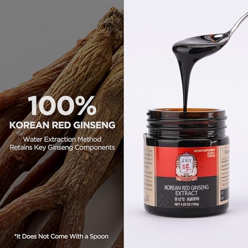 JUNG KWAN JANG Korean Red Panax Ginseng Extract Extra Strength, Energy 240g | Extra Strength, Energy Boost, Boost Immune System, Stamina, Blood Circulation, Memory, Focus, Caffeine Free, Vegan, Non-GMO