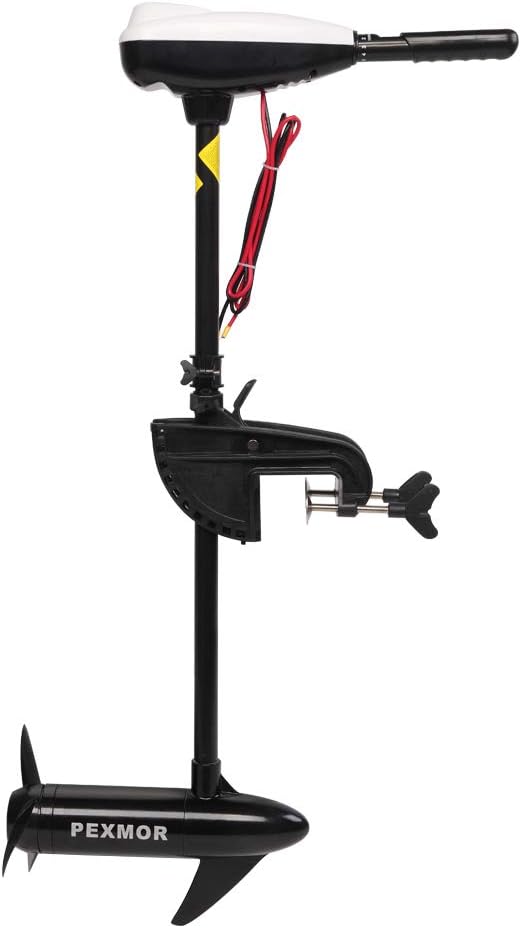 PEXMOR 8 Speed Electric Trolling Motor, Electric Outboard Boat Motor w/Adjustable Handle & LED Indicator, Transom Mounted for Saltwater, Kayak