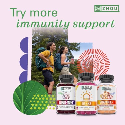 Zhou D3+K2 Supplement - 60 Veggie Gummies (Pack of 1)