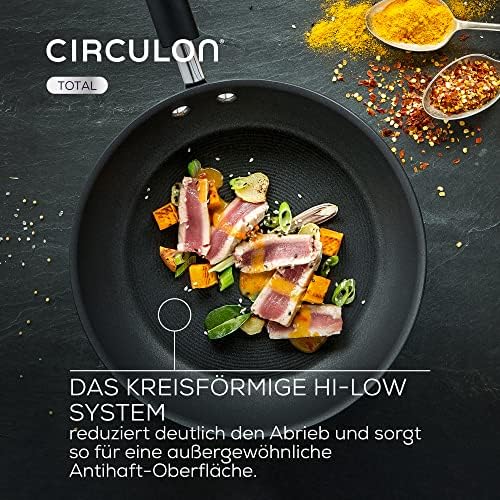 Circulon - Total - Saute Pan with Lid 28cm - Durable Non Stick - Hard Anodised - Induction - Oven and Dishwasher Safe - Lifetime Guarantee