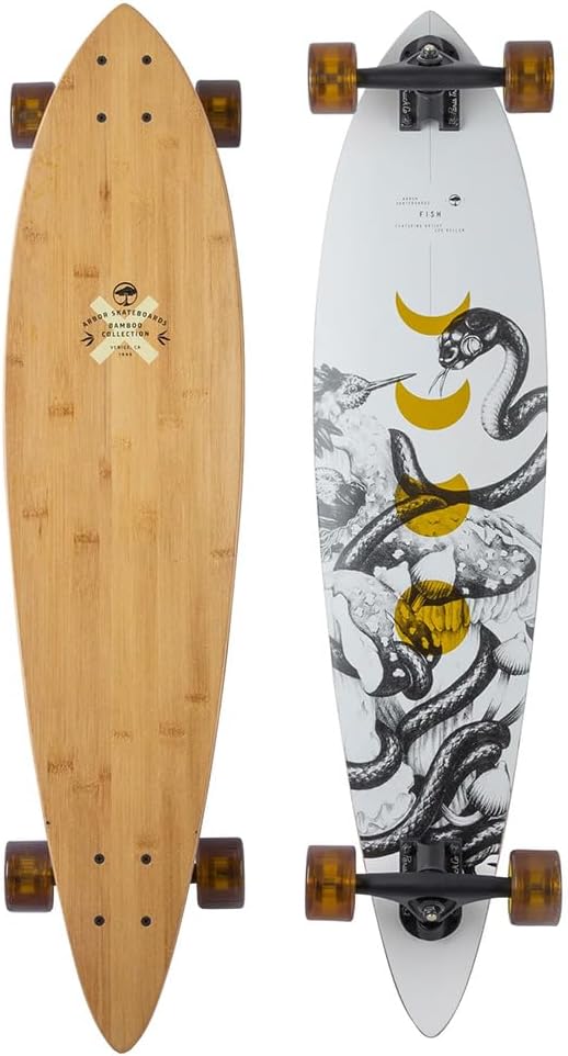 Arbor Bamboo Fish 37" Complete Longboard - Perfect for Cruising and Carving - Includes ABEC 7 Bearings, Spacers, Paris Risers