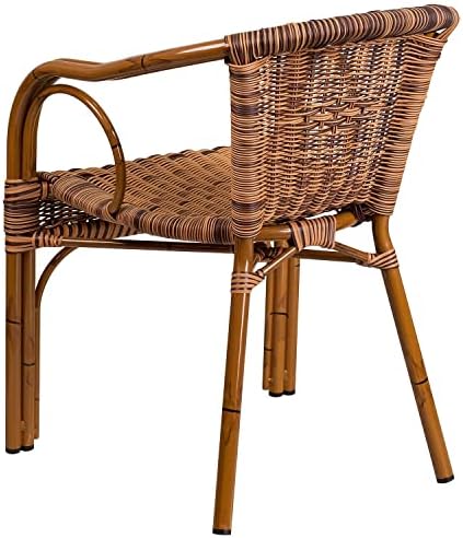 Flash Furniture Rattan Chair with Aluminum Frame, Burning Brown/Red Bamboo | Durable Construction, Commercial Use