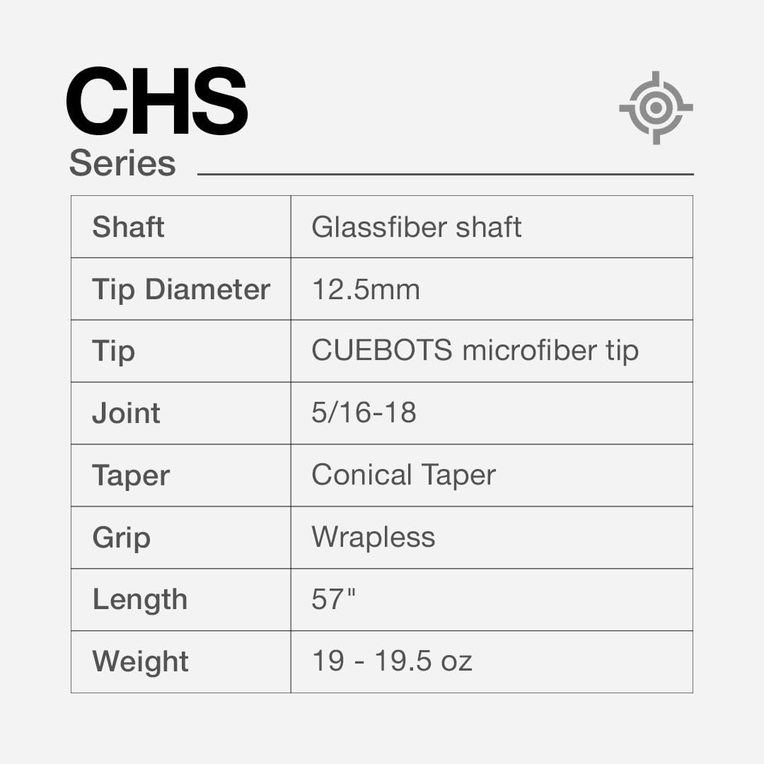 CUEBOTS Glass Fiber Cue, Glass Fiber House Cue Stick, Club Cue, Cue for Beginners, Durable Uni-QR, 3/8-10, 5/16-18 Joint, Long Lasting Glassfiber Shaft, 7-Layer Microfiber Tip