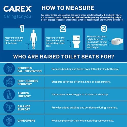 ProBasics E-Z Lock Raised Toilet Seat with Handles, 4.5" Toilet Seat Riser with Arms, Fits Most Elongated and Round Toilets, 17" Seat Width & Height