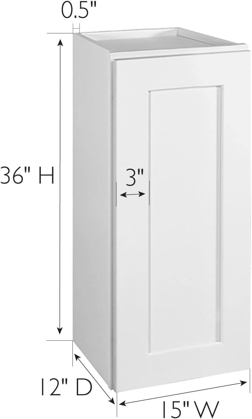 Design House Brookings Kitchen Wall Cabinet, 12", White | Adjustable Shelves, Adjustable Hinges, Wall Mount, Contemporary/Modern, Wood, Kitchen, 561530