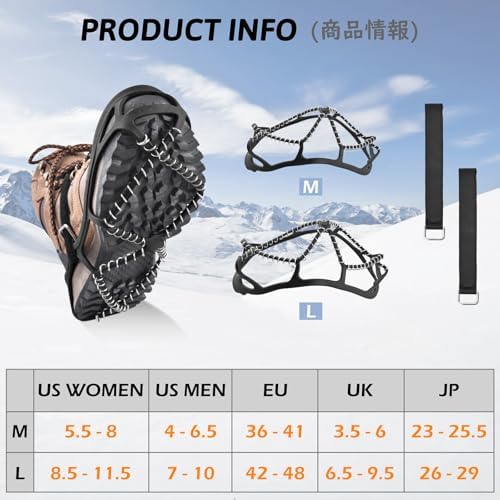 Ice Cleats for Shoes and Boots Anti Slip Ice Grips Snow Crampons Traction Cleats Hiking Fishing Walking Gear