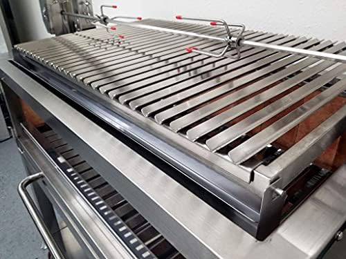 Built In/Table Top Charcoal Outdoor BBQ, Stainless Steel #430 Body and #304 Grates, Rotisserie Parrilla Santa Maria/Argentine Grill Spit