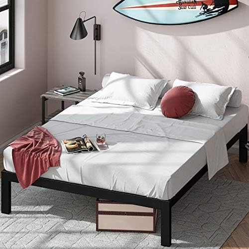 ZINUS Lorrick Metal Platform Bed Frame, Mattress Foundation, Easy, Bolt Free Assembly, Queen, Black