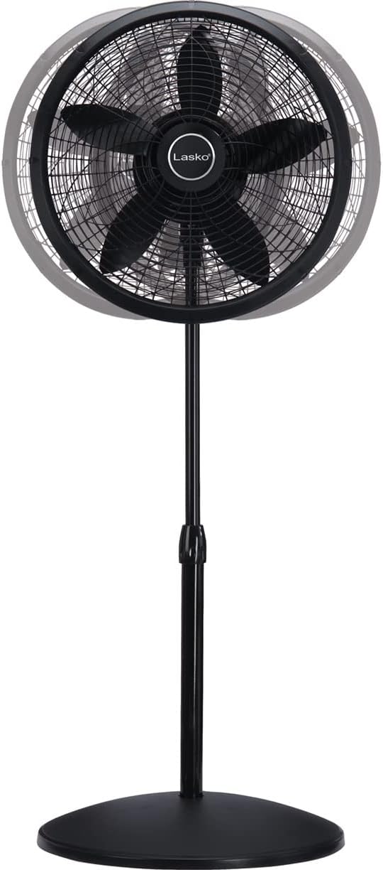 Lasko Pedestal Fan, Oscillating Fan for Bedroom with Adjustable Height and 3 Cooling Speeds, Portable, 18", Black, 1827