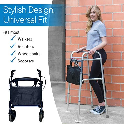 RMS Water Resistant Tote Bag for Walker and Scooter (Butterfly) | Walker Bag and Organizer, Carry a phone, wallet and personal items on a walker, rollator or scooter within easy reach