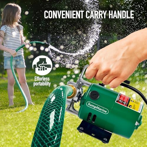 SumpMarine Water Transfer Pump, 115V 330 Gallon Per Hour - Portable Electric Pump with 6' Hose Kit, Remove Water From Pools, Rain Barrel, Aquariums