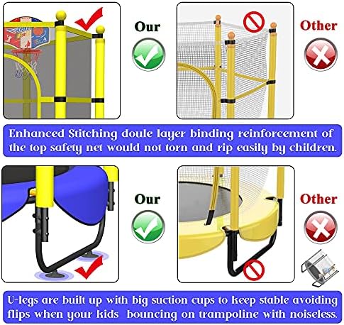 VGMiu 60" Trampoline for Kids, Toddler Trampoline Indoor with Net, Age 3-8