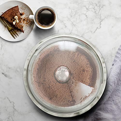 Flexzion Marble Cake Stand with Glass Dome Lid, 8.7-Inch Serving Plate