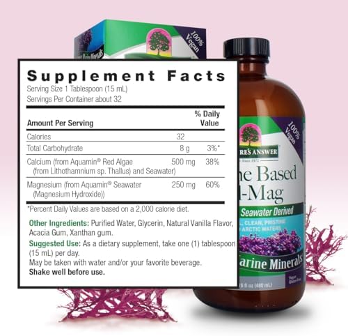 Nature's Answer Marine Based Magnesium, Super Concentrated 500mg | Plant Based | Red Algae & Seawater Derived | Alcohol-Free & Gluten-Free | Vegetarian Capsules 90ct