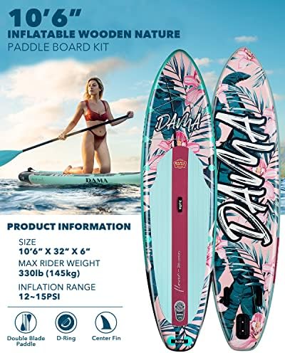 DAMA Inflatable Stand Up Paddle Boards for Adults w/Sup Board Accessories Hand Pump 4pcs Kayak Floating Paddle | Wide Stance