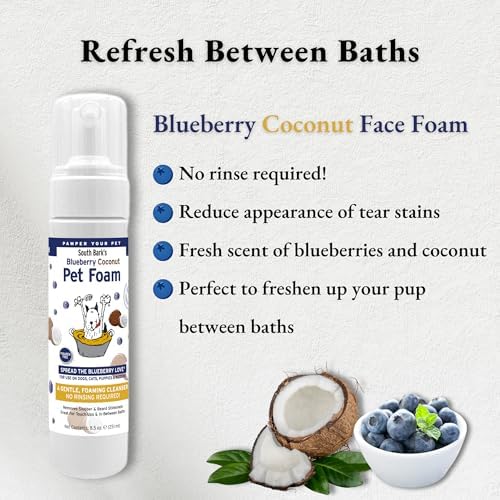 South Bark's Blueberry Facial® Pet Shampoo 12 oz. | Brightener & Tear Stain Remover | Long-Lasting Odor Eliminator | Cruelty-Free | Paraben-Free | Made in The USA