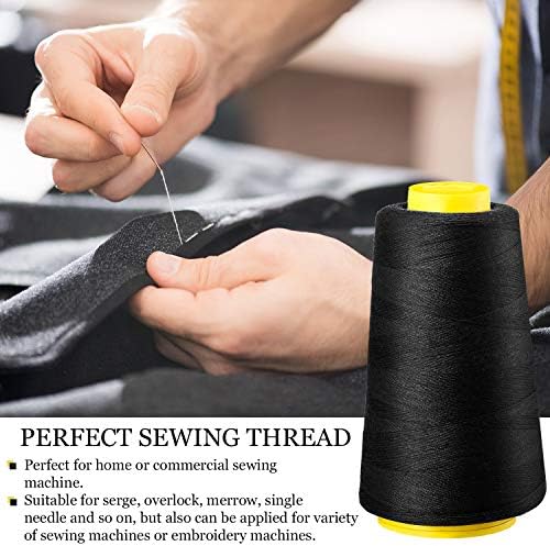 BBTO 6 Rolls 3000 Yard Each Serger Thread Polyester Cones Spool Thread for Sewing Serger Overlock Quilting Sewing Machine (Black, White, Beige, Grey