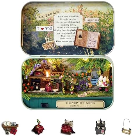 Flever Dollhouse Miniature DIY House Kit Creative Room with Furniture and Cover for Romantic Valentine's Gift(Happy Corner)