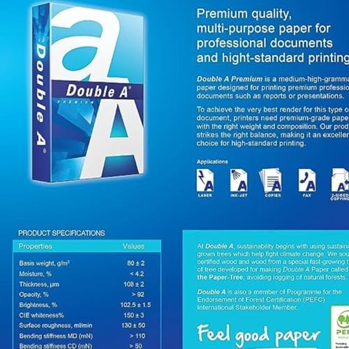 Double A Brand Premium A5 Printer Paper - 80 GSM - No Holes/Not Punched - 500 Sheets / 1 Ream