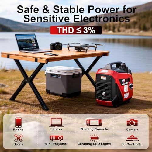 2000W Portable Inverter Generator for Home Use, Quiet Small Generator for Camping Outdoor, EPA Power Station with Fuel Shut Off and CO Minder
