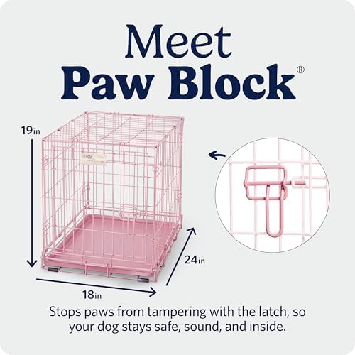 MidWest Homes for Pets 24-Inch Pink Fashion iCrate for Small Breeds, 12-20 lbs, Single Door Folding Dog Crate with Divider Panel, Leak-Proof Tray & Secure Latch, Portable, Durable & Easy to Assemble