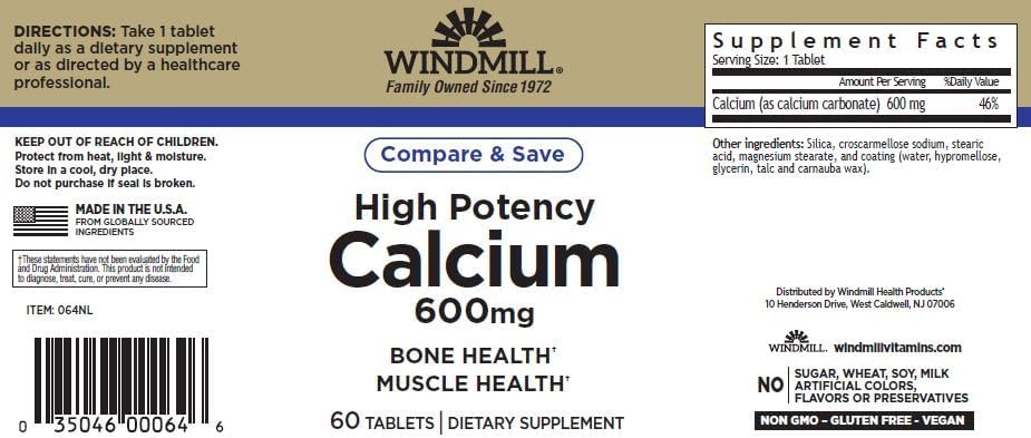 Windmill Calcium Carbonate 600MG - 60 Tablets