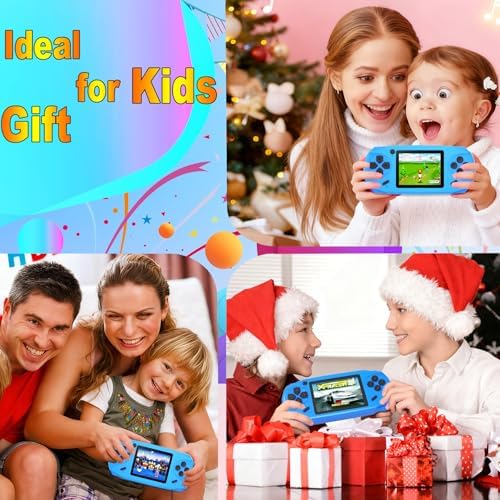 16 Bit Handheld Games for Kids Preloaded 220 Retro Video Games, Blue | 3.0" HD Screen, Rich Gameplay,USB-C Rechargeable, 6+Hrs Play, Portable Travel Toy for Car Flights,Boys Girls Birthdays Gift