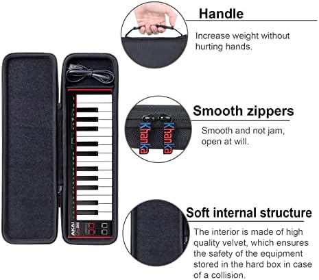 khanka Hard Carrying Case Replacement for AKAI Professional LPK25 - USB MIDI Keyboard Controller, Case Only