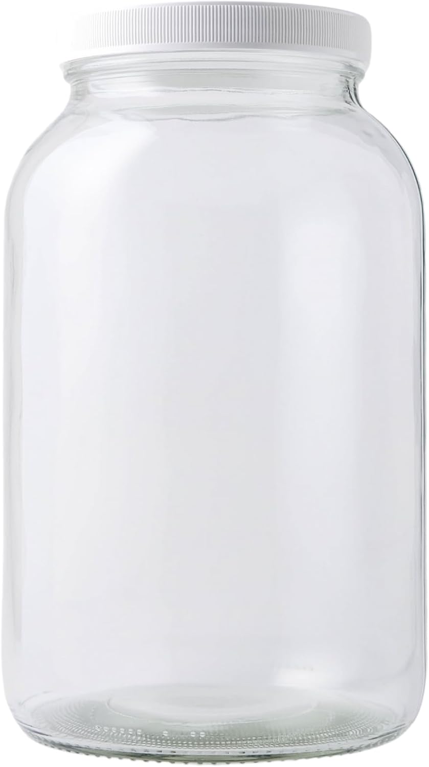 1 Gallon Glass Jar with Lid | Wide Mouth Container for Fermentation | Heavy-duty Large Glass Jar with Lid for canning, pickling