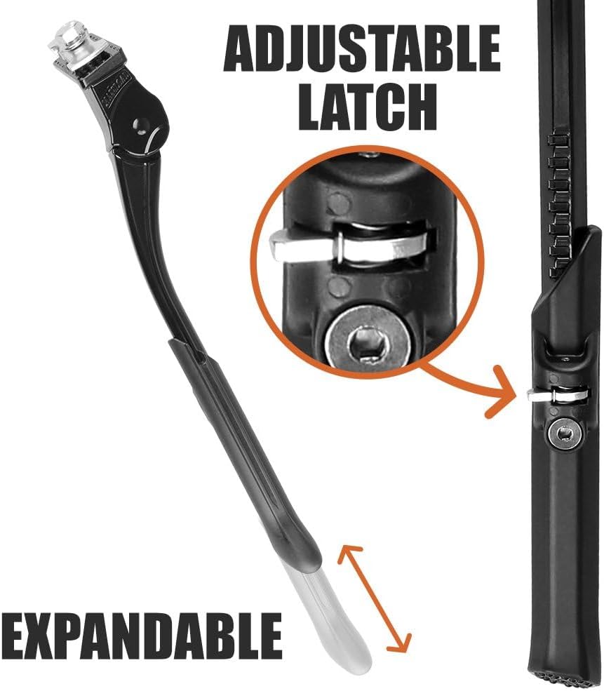 BV Bicycle Kickstand for 24”-28” - Adjustable Bikes Kickstand for Adult Bike with Non-Slip Foot & Spring-Loaded Latch for Stable Any-Angle Stance (Silver, Regular Duty)