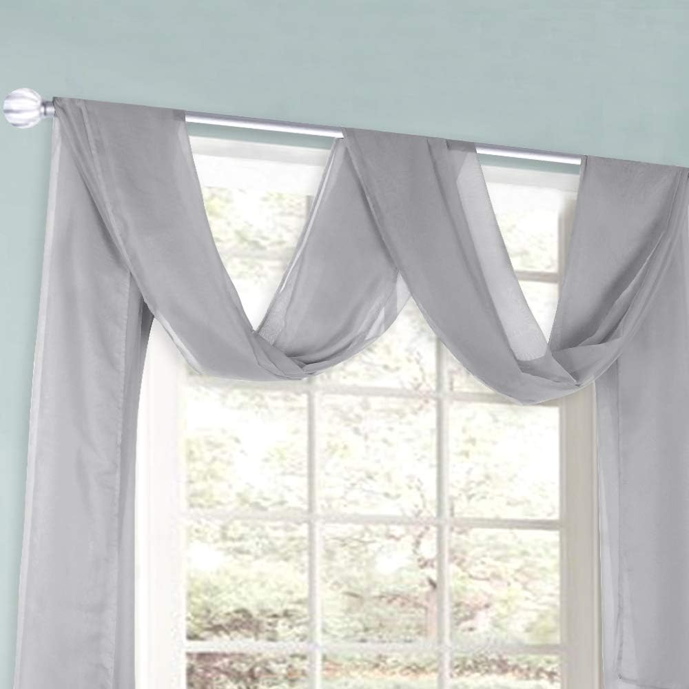 HUTO Light Pink Sheer Window Scarf Valances for Girls Room Sheer Soft Voile Curtain Scarves for Wedding Party 216 Extra Long
