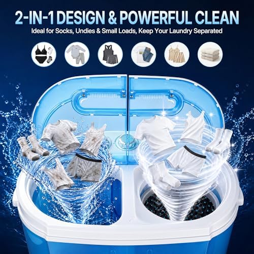 ZenStyle Portable Washer Compact Twin Tub 9.9 LB Mini Top Load Washing Machine Washer/Spinner w/ 6.57 FT Inlet Hose